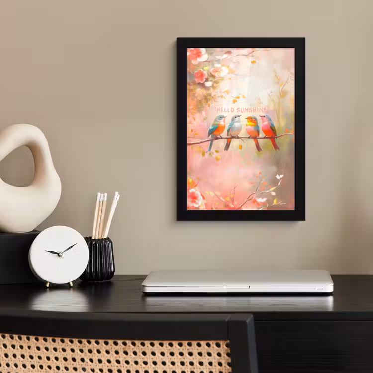Poster met lijst - Vogels - Tak - Quote - Roze — 2
