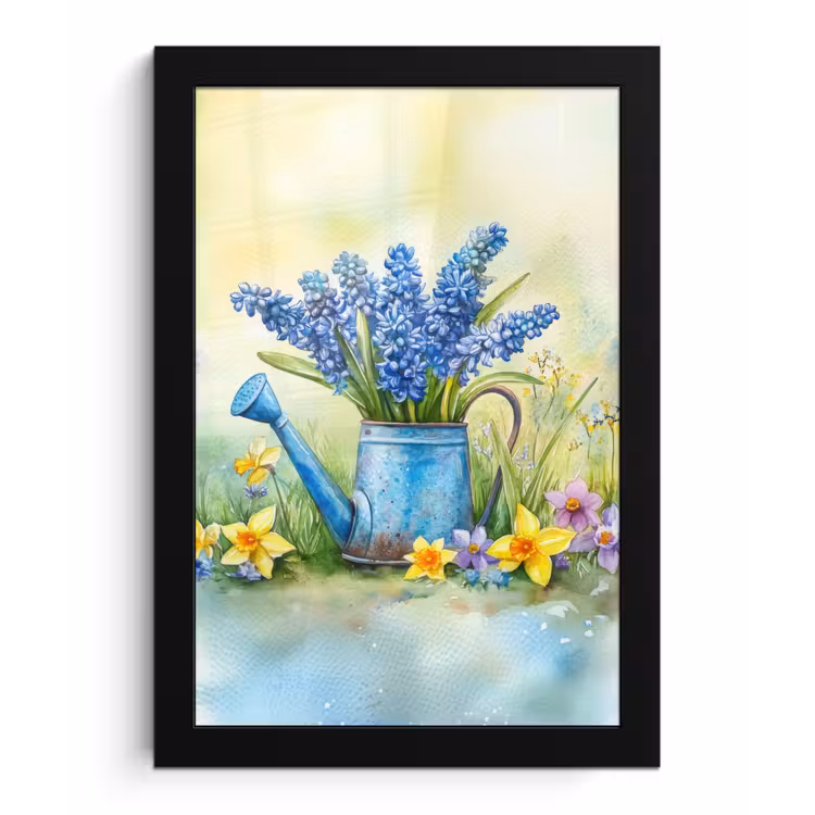 Poster met lijst - Gieter - Lavendel - Bloesems — 1