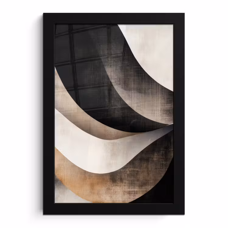 Poster met lijst - Abstract - Golven - Zwart - Verweerd — 1