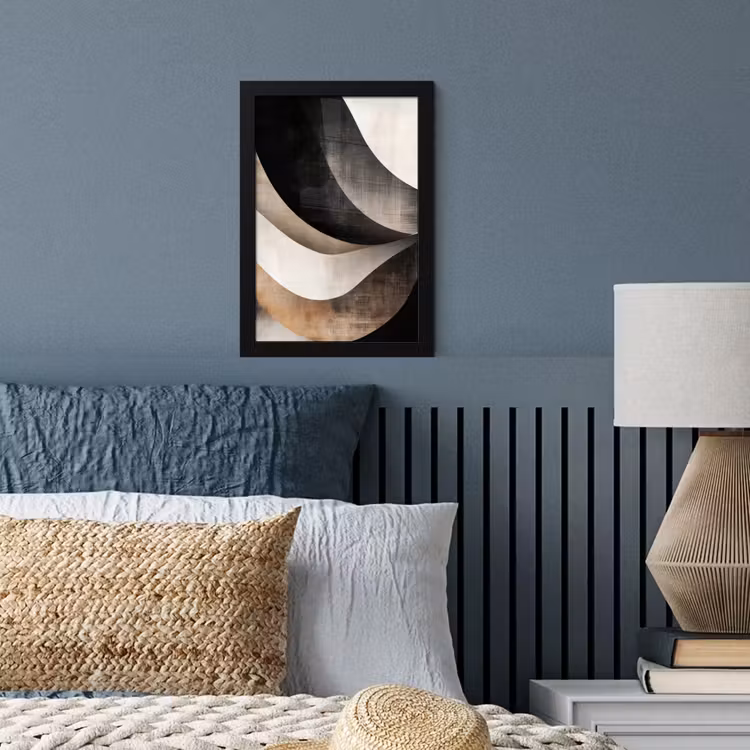 Poster met lijst - Abstract - Golven - Zwart - Verweerd — 3