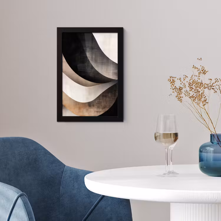 Poster met lijst - Abstract - Golven - Zwart - Verweerd — 4