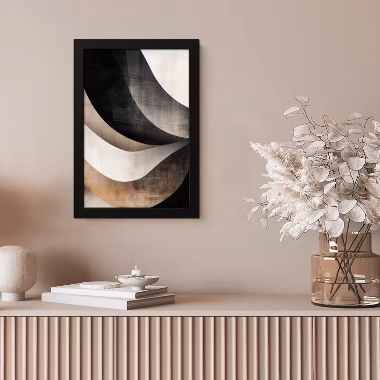 Poster met lijst - Abstract - Golven - Zwart - Verweerd — 5