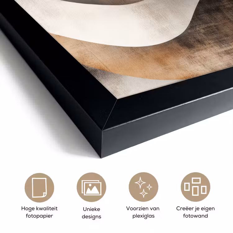 Poster met lijst - Abstract - Golven - Zwart - Verweerd — 6