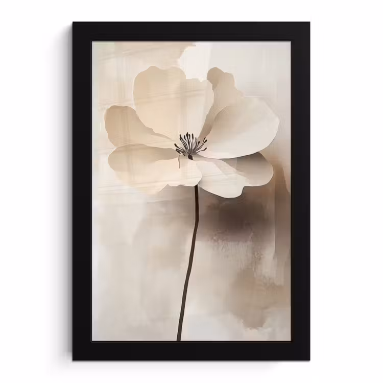 Poster met lijst - Bloem - Beige - Verf - Schaduw — 1