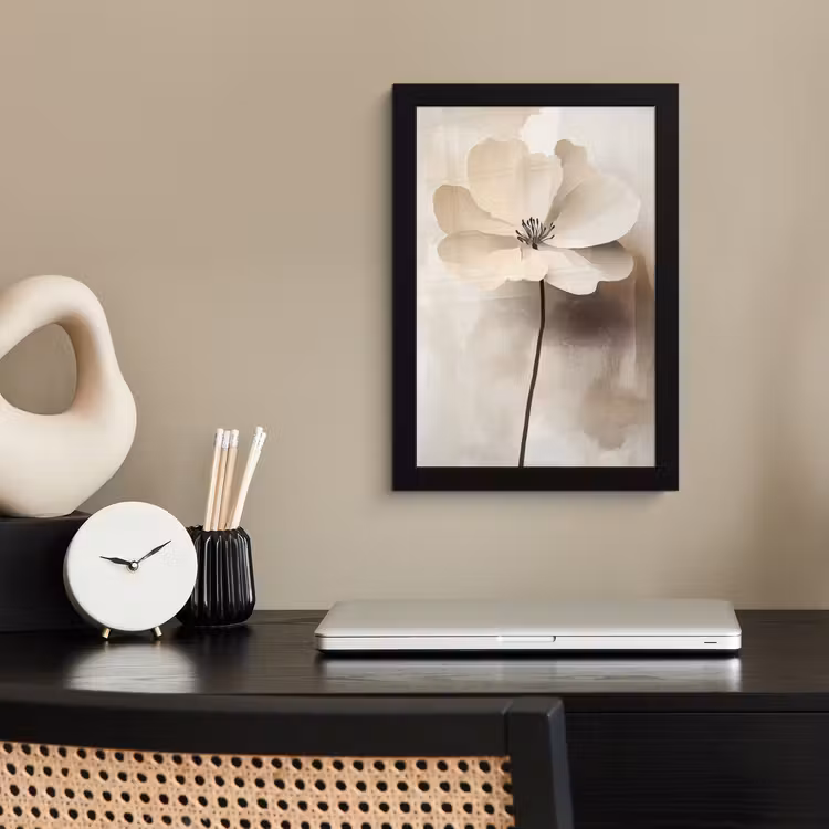 Poster met lijst - Bloem - Beige - Verf - Schaduw — 2