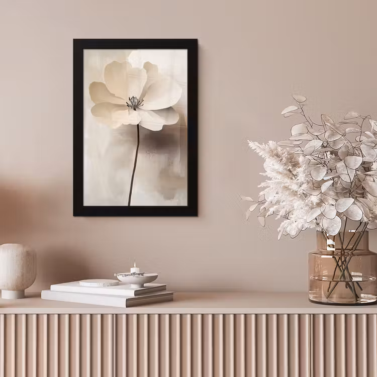 Poster met lijst - Bloem - Beige - Verf - Schaduw — 5