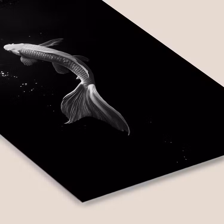 Poster met lijst - Koi Luchtbellen Zwart Wit — 7