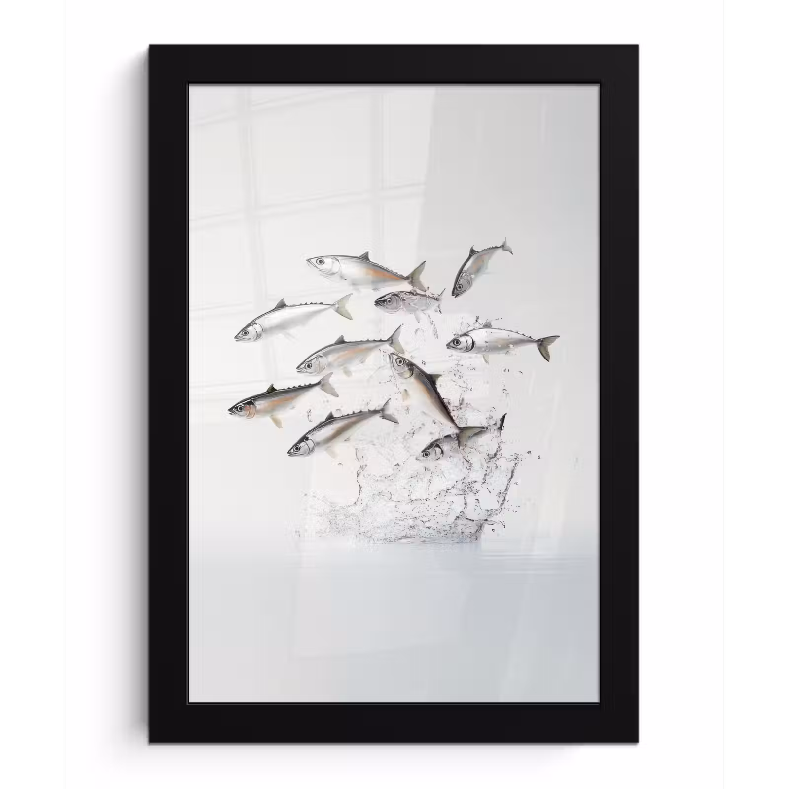 Poster met lijst - Vissen - Water - Wit — 1