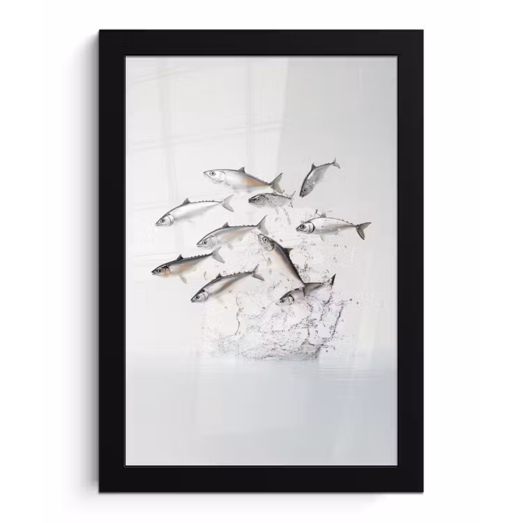 Poster met lijst - Vissen - Water - Wit — 1