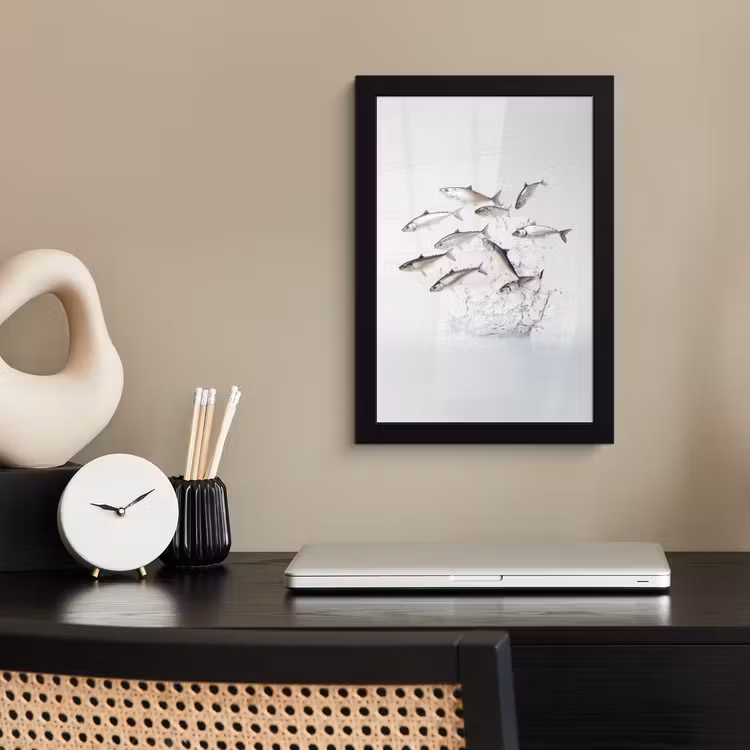 Poster met lijst - Vissen - Water - Wit — 2