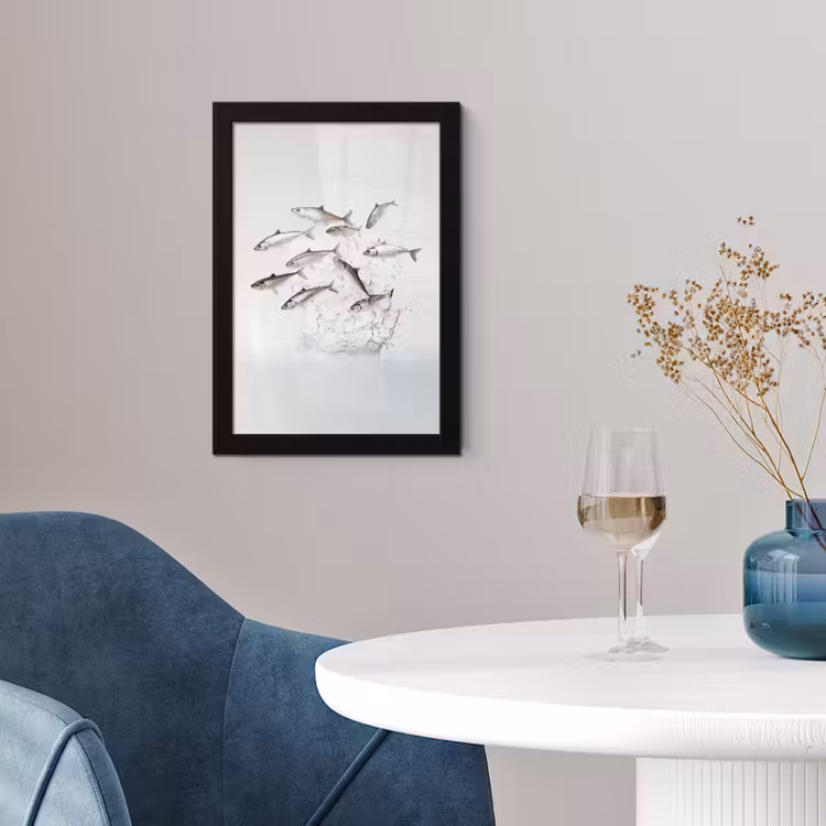 Poster met lijst - Vissen - Water - Wit — 4