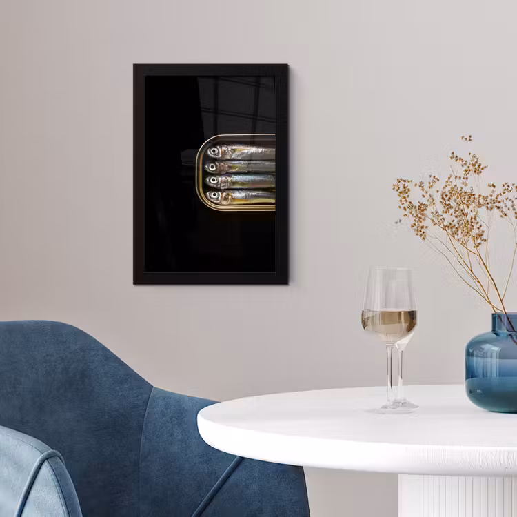 Poster met lijst - Sardientjes in Blik Zwart — 4