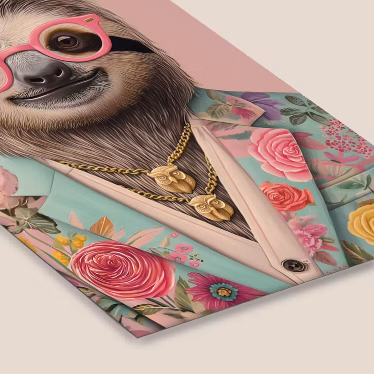 Poster met lijst - Luiaard - Bloemenprint - Bril - Roze — 7
