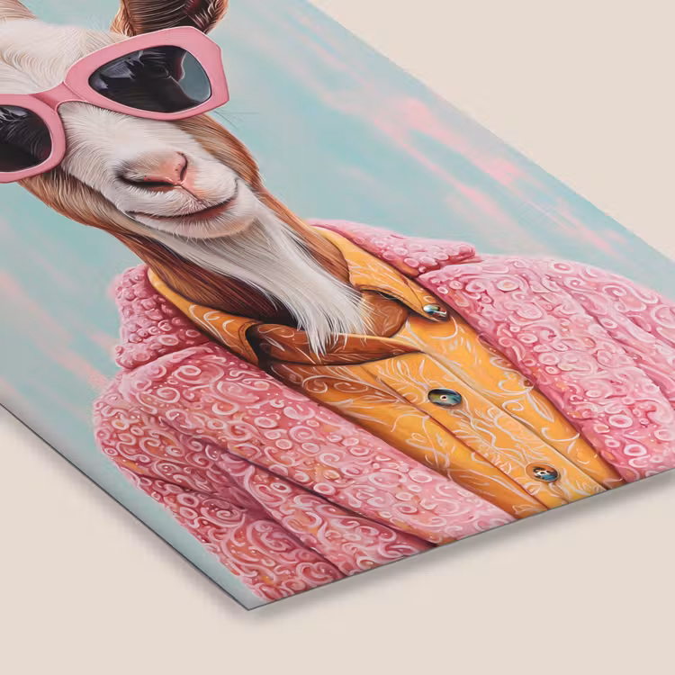Poster met lijst - Zonnebril - Roze - Geit - Horen — 7