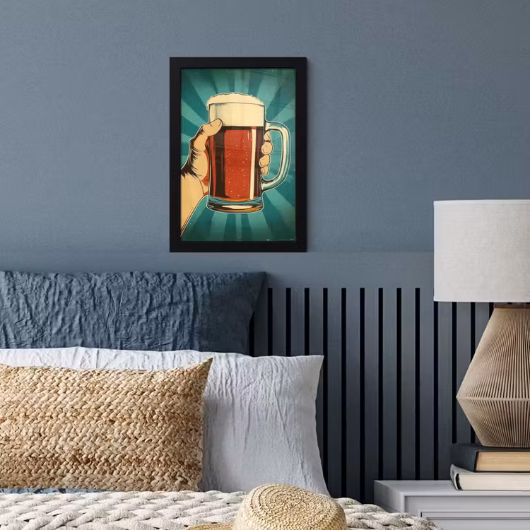 Poster met lijst - Bierglas - Schuim - Retro - Groen — 3