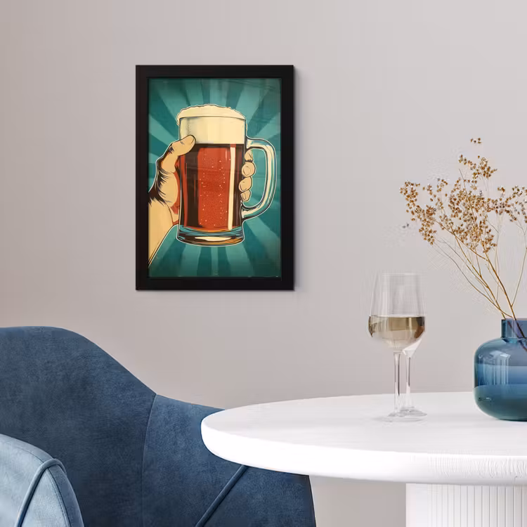Poster met lijst - Bierglas - Schuim - Retro - Groen — 4