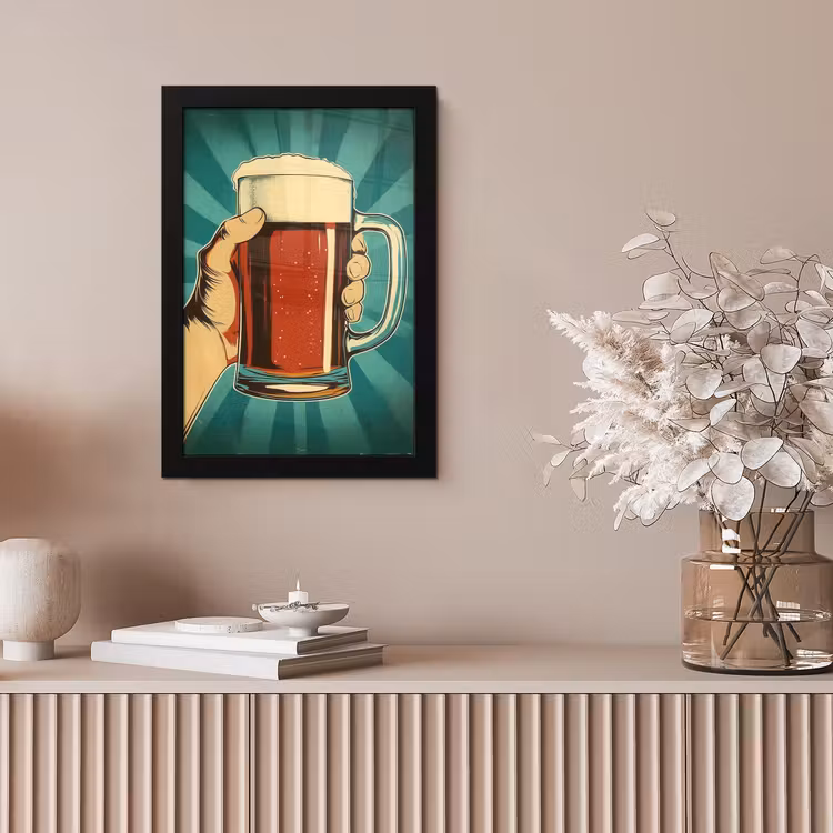Poster met lijst - Bierglas - Schuim - Retro - Groen — 5