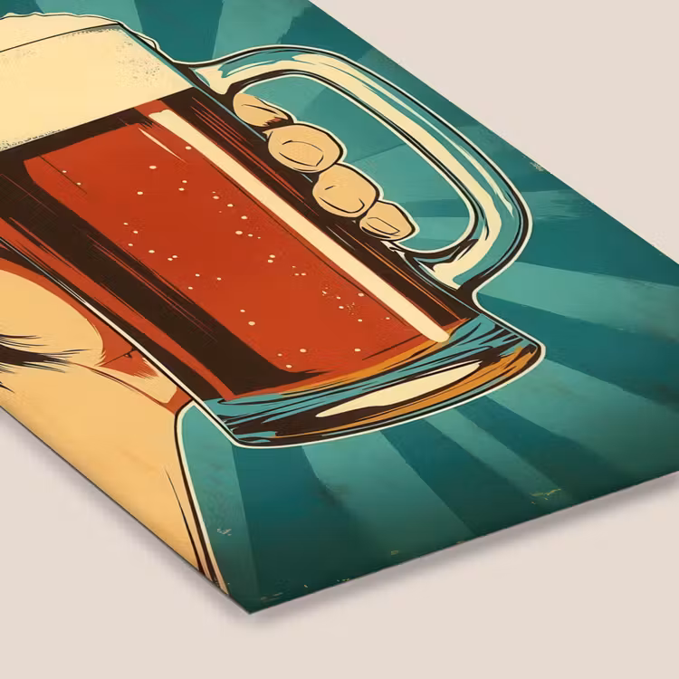 Poster met lijst - Bierglas - Schuim - Retro - Groen — 7