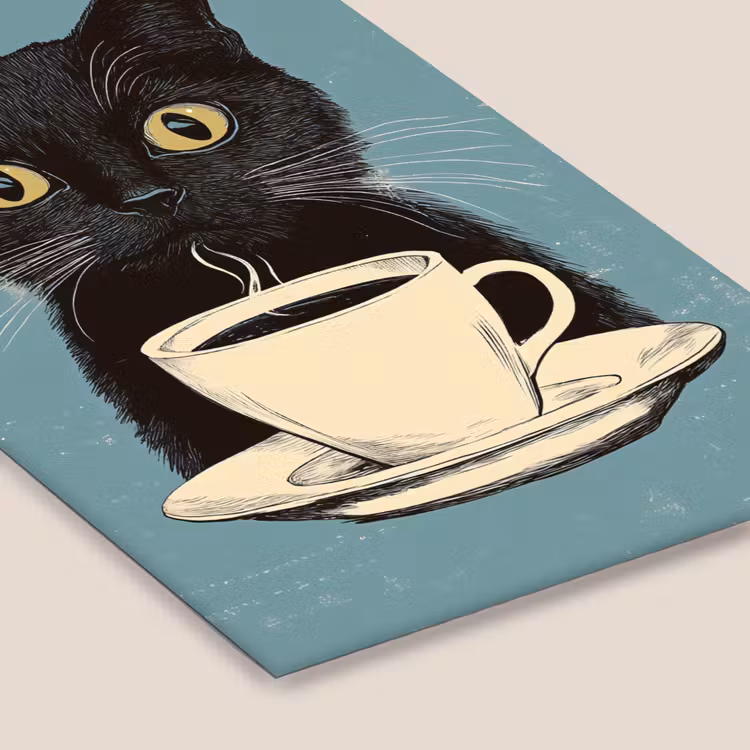 Poster met lijst - Kat - Zwart - Koffie - Minimalistisch — 7