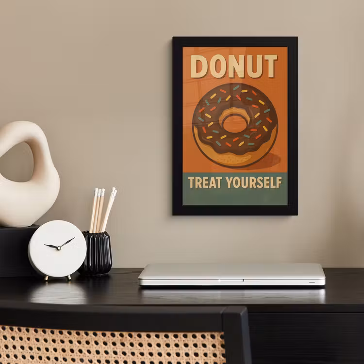 Poster met lijst - Donut - Spikkels - Kleurrijk - Quote — 2