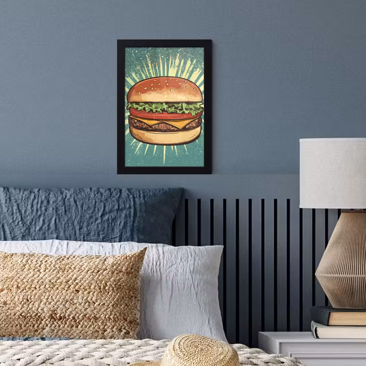Poster met lijst - Hamburger - Illustratie - Sla - Kaas — 3