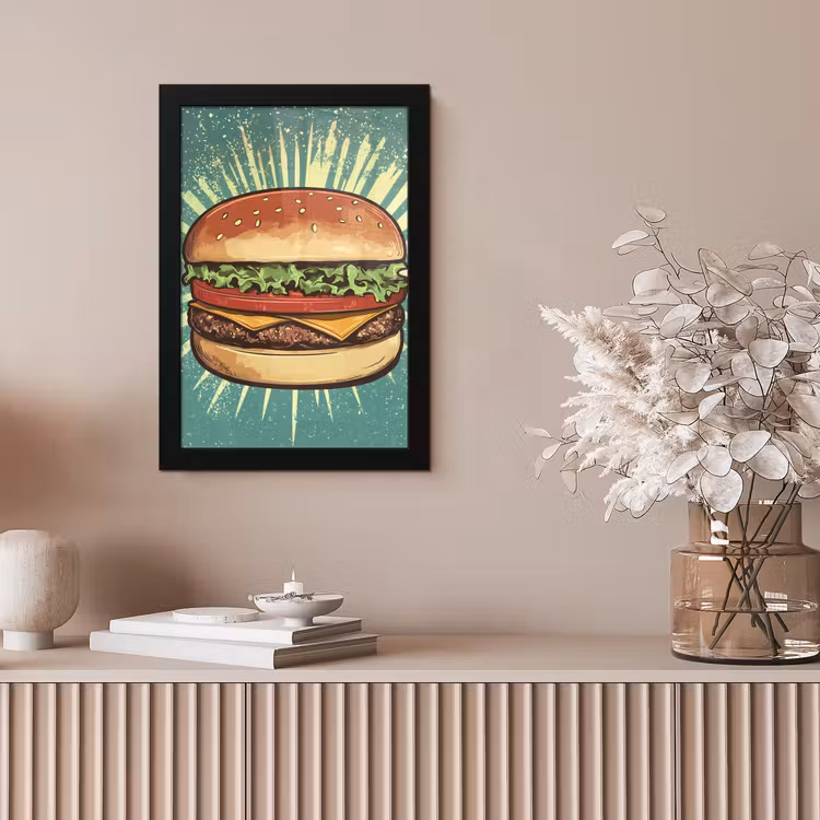 Poster met lijst - Hamburger - Illustratie - Sla - Kaas — 5