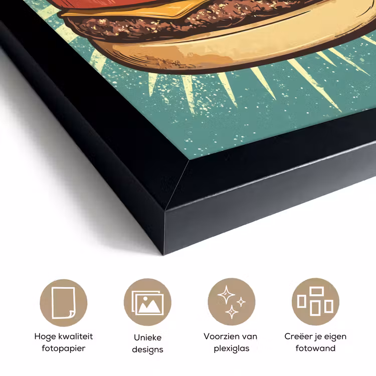 Poster met lijst - Hamburger - Illustratie - Sla - Kaas — 6