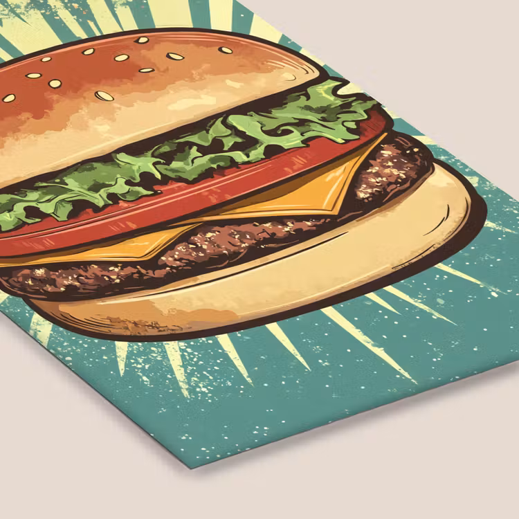 Poster met lijst - Hamburger - Illustratie - Sla - Kaas — 7