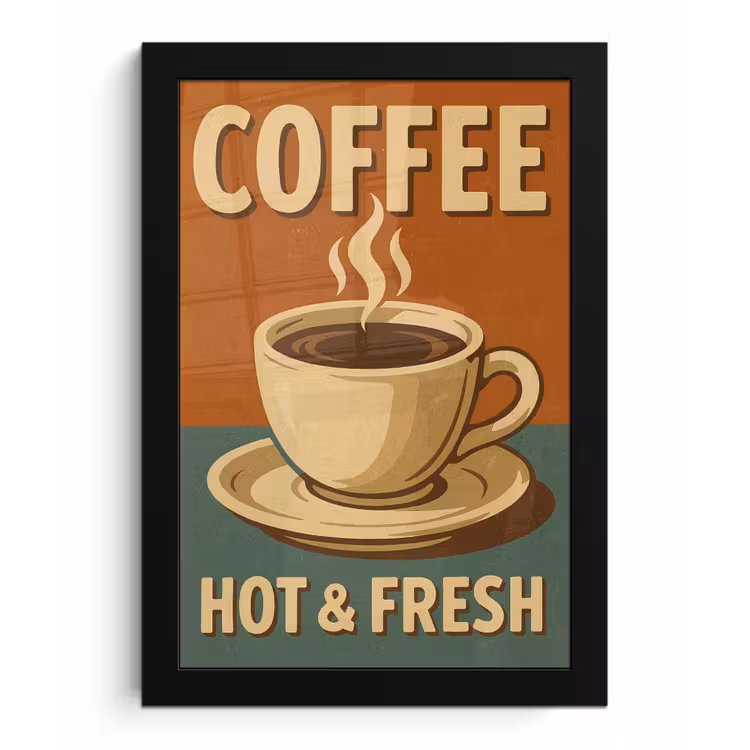 Poster met lijst - Koffie - Kop - Vintage - Quote — 1
