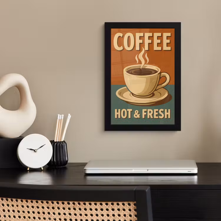 Poster met lijst - Koffie - Kop - Vintage - Quote — 2