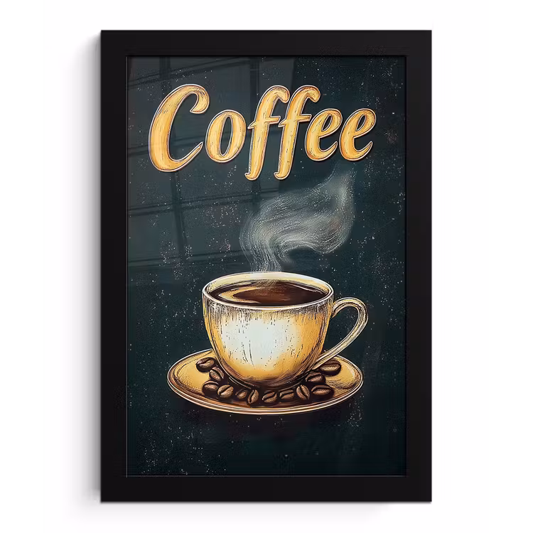 Poster met lijst - Koffie - Schotel - Koffiebonen - Retro — 1