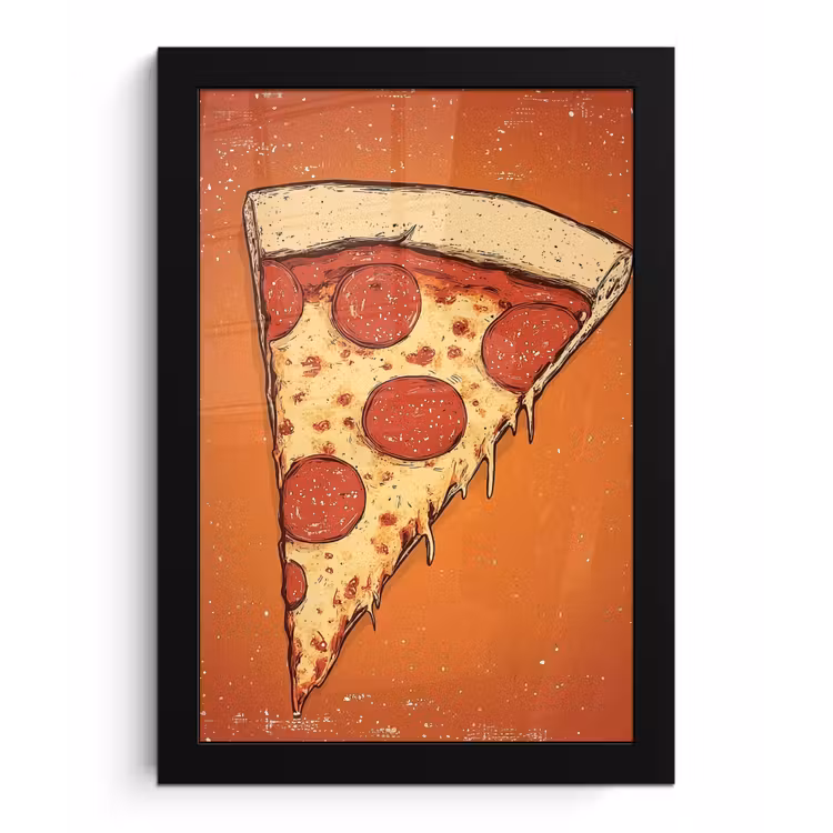 Poster met lijst - Pizza - Kaas - Rood - Pepperoni — 1