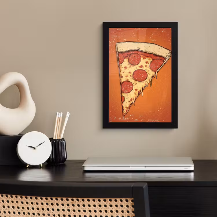 Poster met lijst - Pizza - Kaas - Rood - Pepperoni — 2