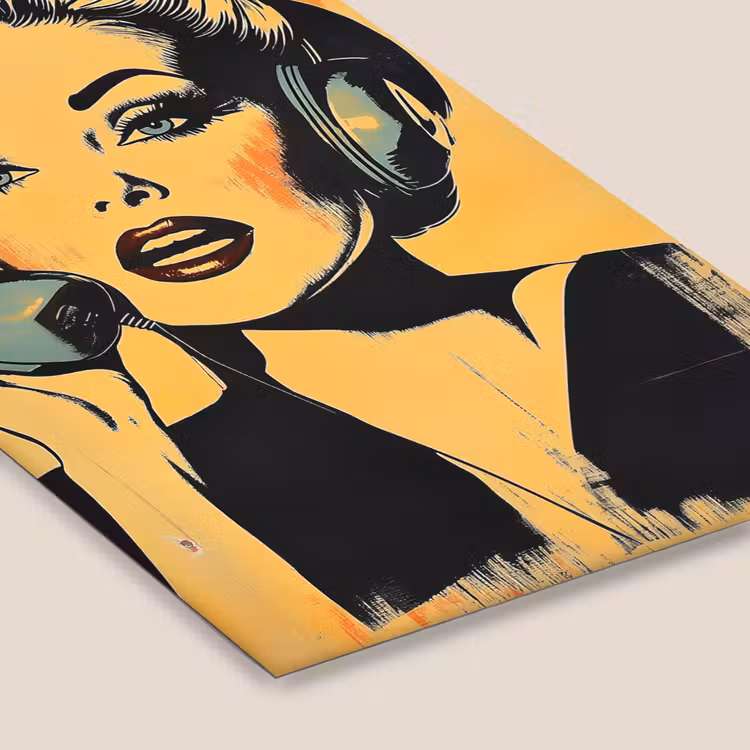 Poster met lijst - Retro - Vrouw - Koptelefoon - Oranje — 7