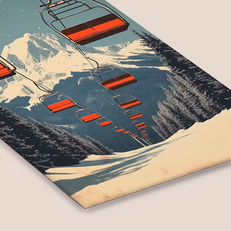 Poster met lijst - Sneeuw - Skilift - Rood - Bomen — 7