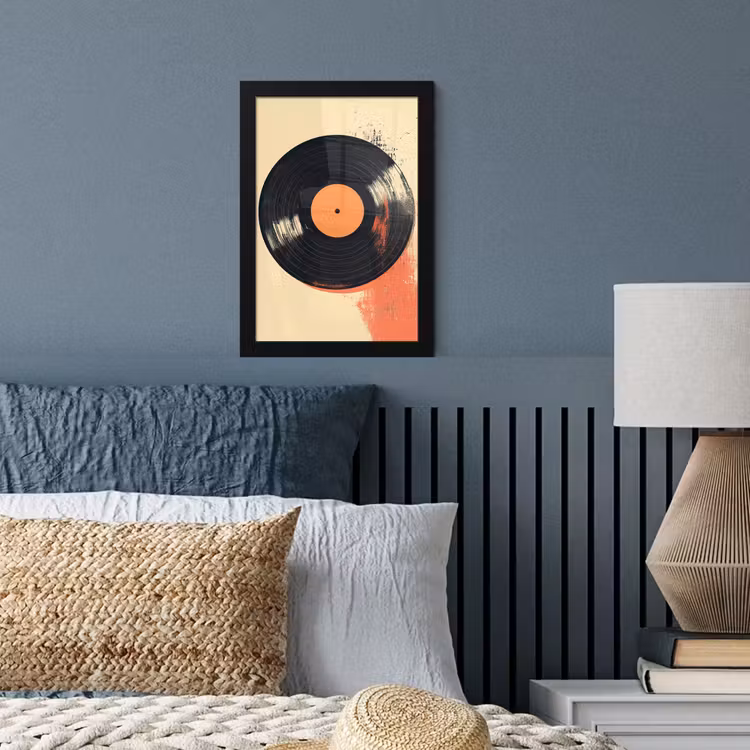 Poster met lijst - Vinylplaat - Zwart - Verfspatten - Retro — 3
