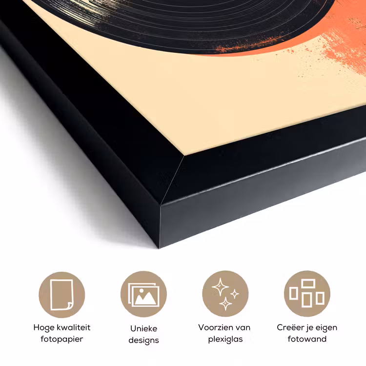 Poster met lijst - Vinylplaat - Zwart - Verfspatten - Retro — 6
