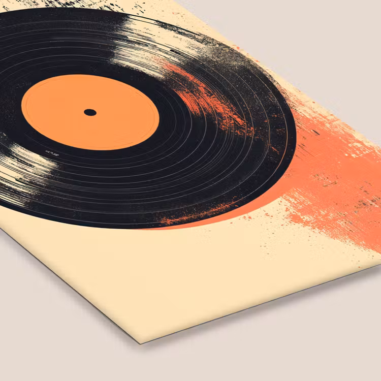 Poster met lijst - Vinylplaat - Zwart - Verfspatten - Retro — 7
