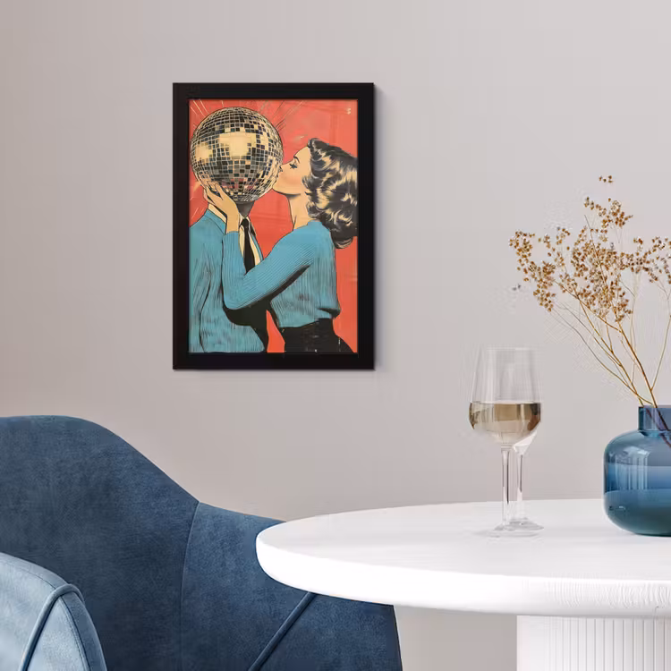 Poster met lijst - Vrouw - Retro - Discobal - Kus — 4