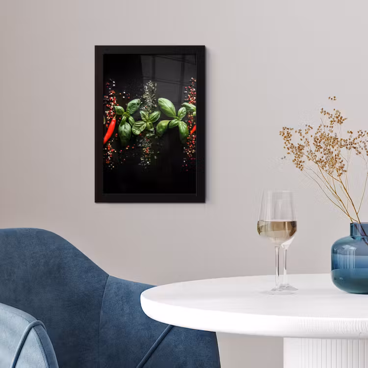 Poster met lijst - Chilipepers - Basilicum - Blaadjes - Rood — 4