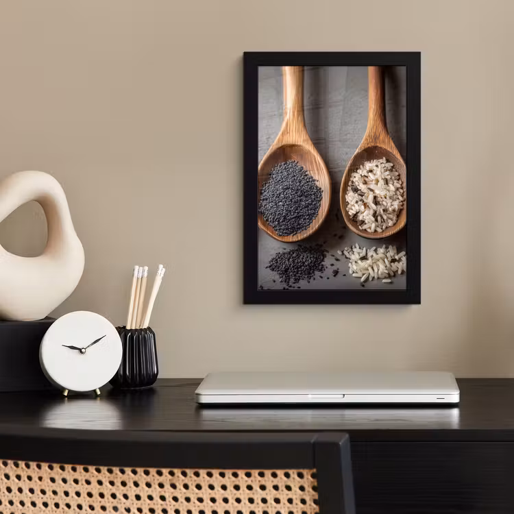 Poster met lijst - Houten - Lepels - Rijst - Zaden — 2