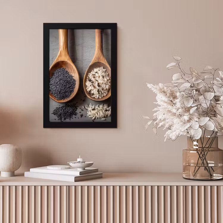 Poster met lijst - Houten - Lepels - Rijst - Zaden — 5