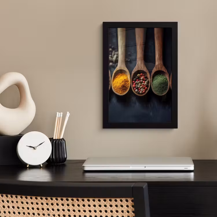 Poster met lijst - Houten - Lepels - Specerijen - Kruiden — 2