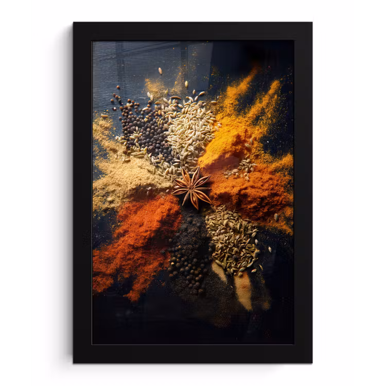 Poster met lijst - Specerijen - Explosie - Oranje