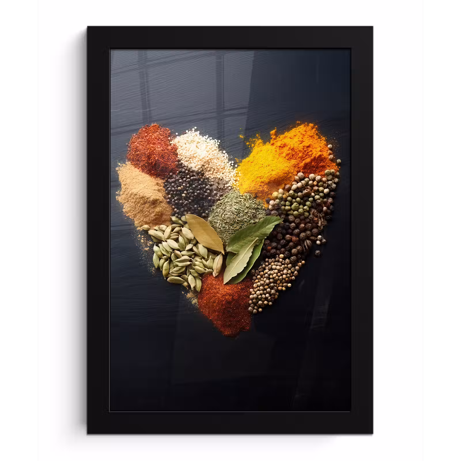 Poster met lijst - Specerijen - Mix - Hartvorm - Zwart — 1