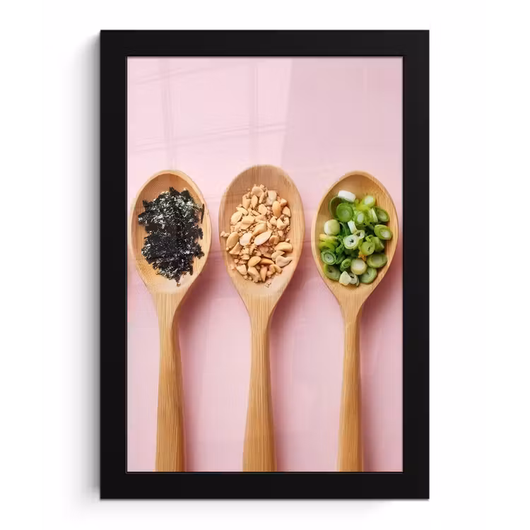 Poster met lijst - Ingrediënten - Lepels - Hout - Roze