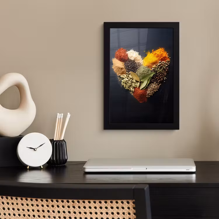 Poster met lijst - Specerijen - Mix - Hartvorm - Zwart — 2