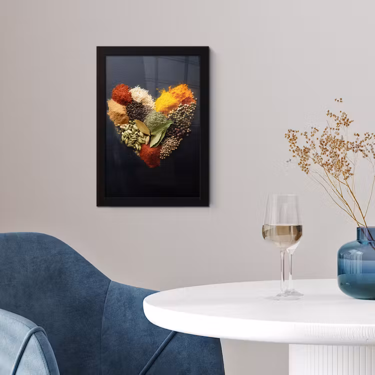 Poster met lijst - Specerijen - Mix - Hartvorm - Zwart — 4