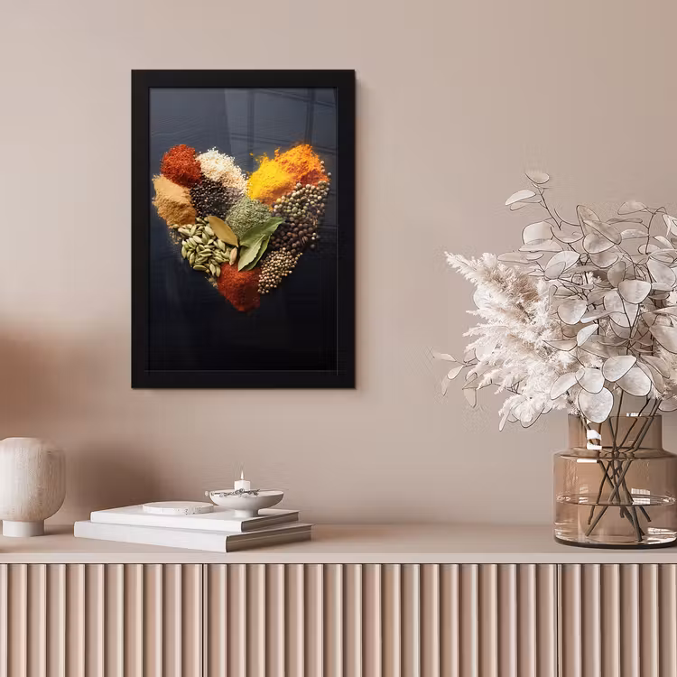 Poster met lijst - Specerijen - Mix - Hartvorm - Zwart — 5