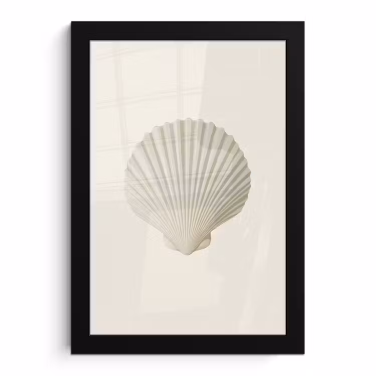 Poster met lijst - Schelp - Minimalistisch - Wit — 1